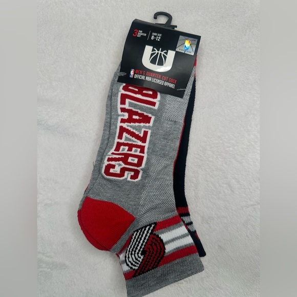 Men's NBA Portland Trailblazers Quarter Cut Socks NWT 6-12  Basketball 3pc - Picture 1 of 8